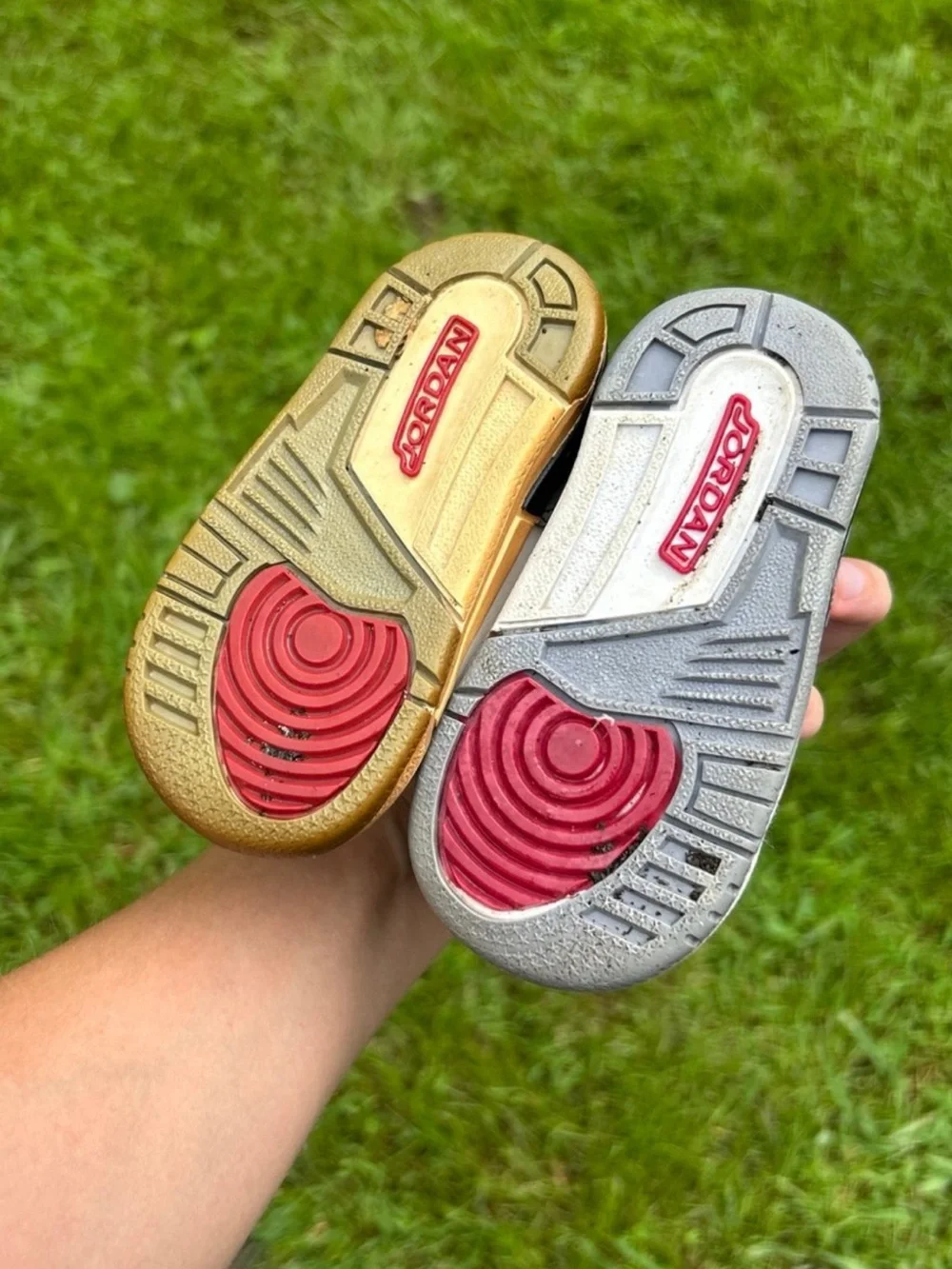Jordan baby/Toddler White, Red & Gold Sneakers